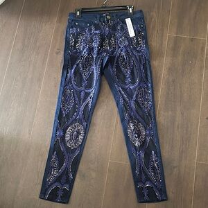 VENUS Blue Jeans with Purple Embellishments